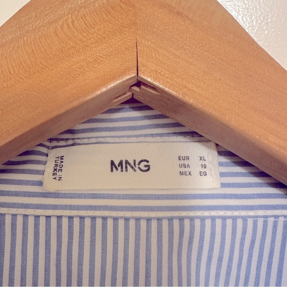Mango oversized Blue Striped Button-Up Shirt and Shorts Set in cotton blend - Picture 13 of 14